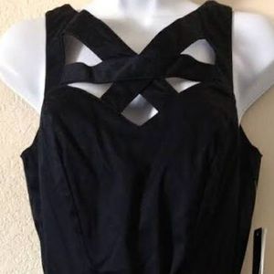 XOXO Accented V-Neckline with Peplum Navy Dress